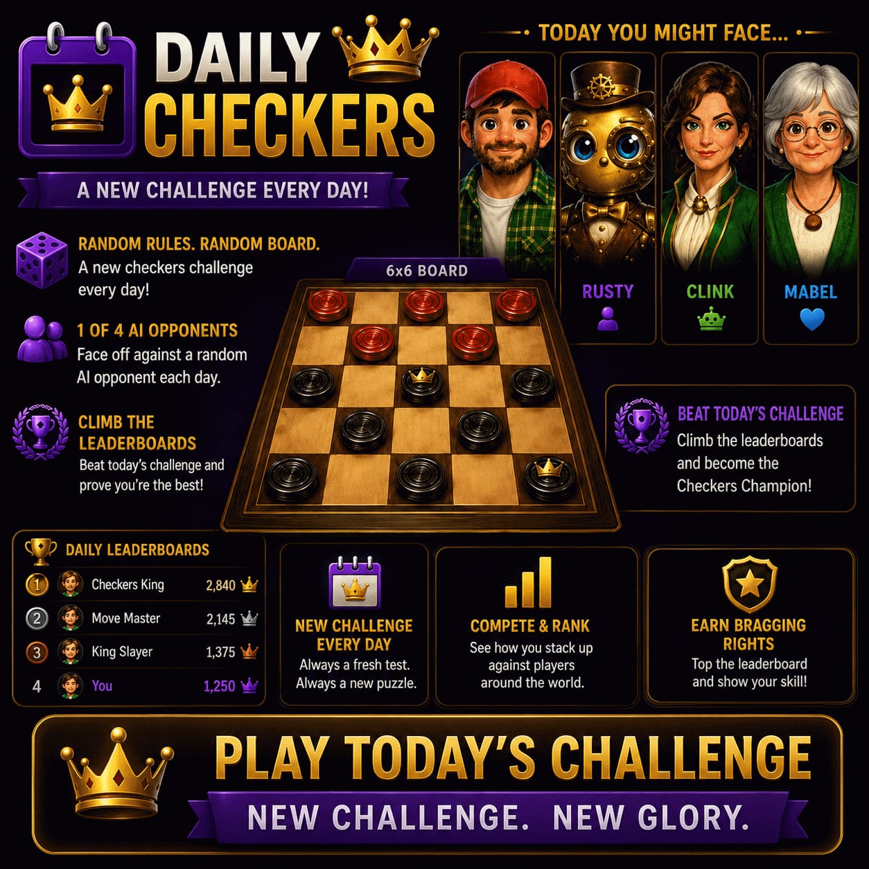 Checkers Daily challenge key art